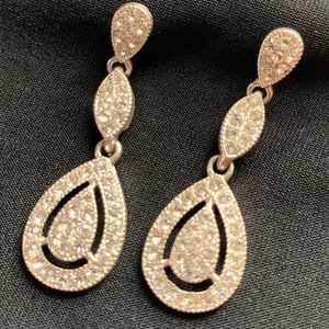 Silver Crystal Formal Teardrop Earrings